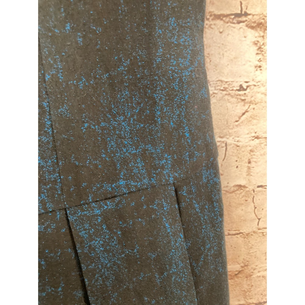 Elie Tahari Lamb Suede Dress Womens 8 Midi A Line Black Blue Ombre Puff - Picture 6 of 16